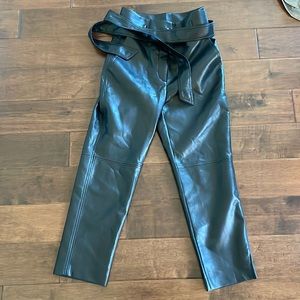 Aritzia high waisted leather pants with tie